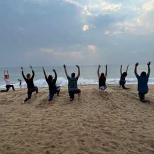 Auroville Yoga Wellness Retreat in January beach yoga